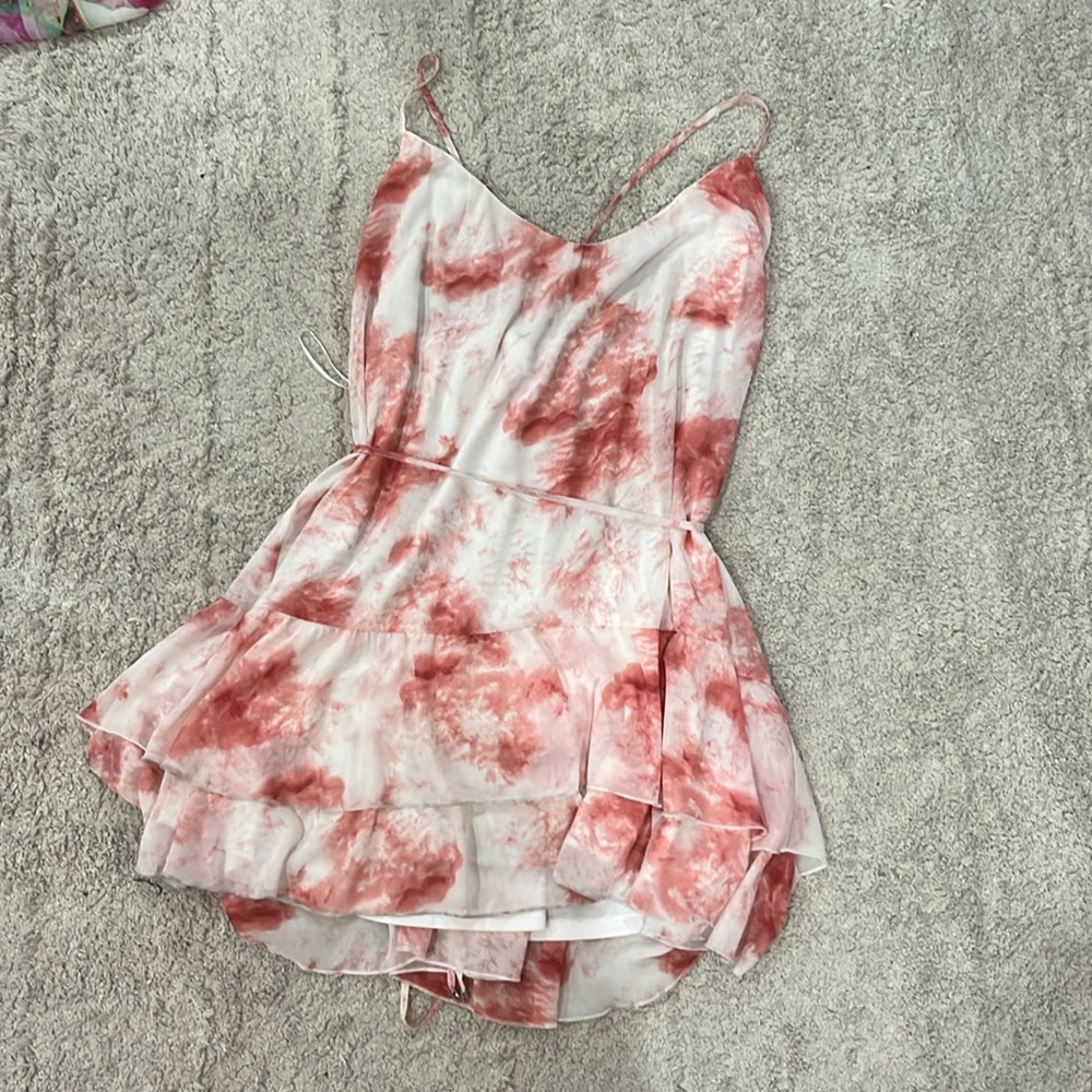 NWT Showpo Tie Dye Love Fuel Strappy Mini Dress Blush Pink New Revolve Size 16